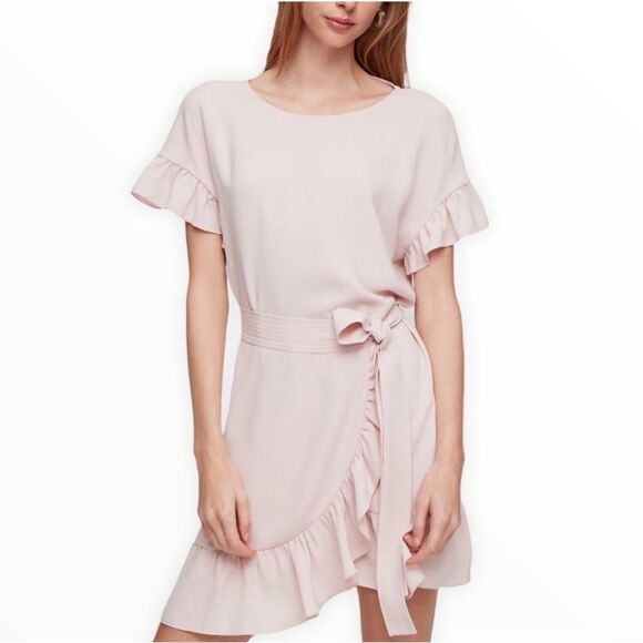 Wilfred Aritzia Ninette Ruffle Wrap Dress in Powder Pink size S - Picture 1 of 10